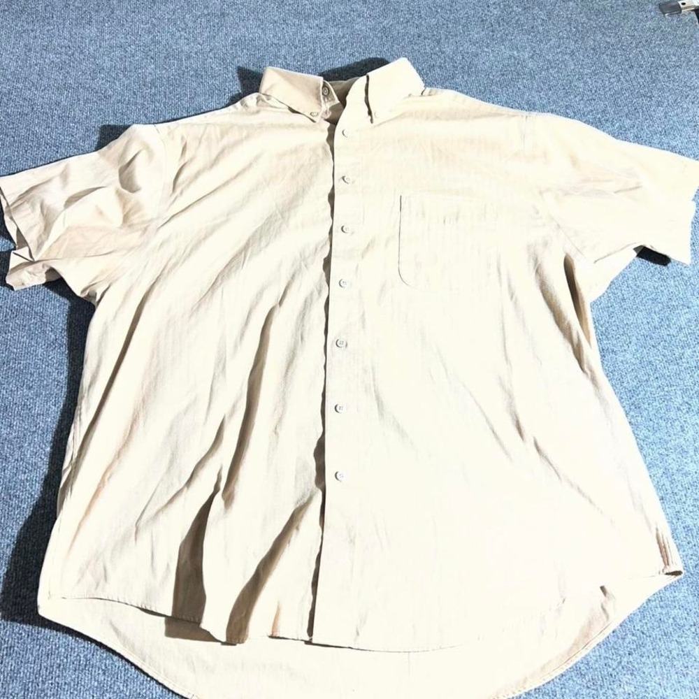 Roundtree & Yorke Classics‎ Mens 2X Tan Cotton Blend Short Sleeve Button Down